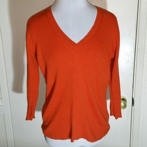 Ralph Lauren orange cotton v-neck ribbed pullover